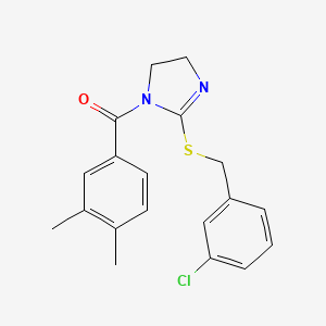 (2-((3-chlorobenzyl)thio)-4,5-dihydro-1H-imidazol-1-yl)(3,4-dimethylphenyl)methanone