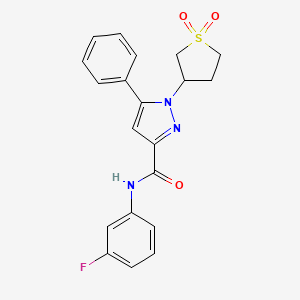 B2636586 1-(1,1-dioxidotetrahydrothiophen-3-yl)-N-(3-fluorophenyl)-5-phenyl-1H-pyrazole-3-carboxamide CAS No. 1019099-99-0