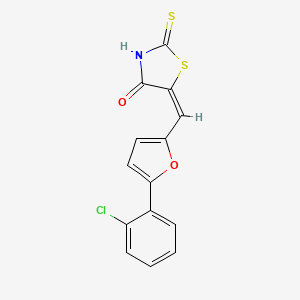 molecular formula C14H8ClNO2S2 B2636596 (5E)-5-{[5-(2-chlorophenyl)furan-2-yl]methylidene}-2-sulfanyl-1,3-thiazol-4(5H)-one CAS No. 259812-47-0