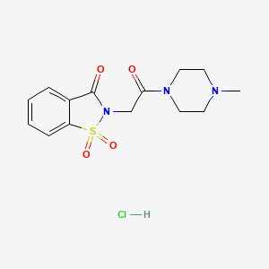 molecular formula C14H18ClN3O4S B2636604 2-(2-(4-methylpiperazin-1-yl)-2-oxoethyl)benzo[d]isothiazol-3(2H)-one 1,1-dioxide hydrochloride CAS No. 1216725-63-1
