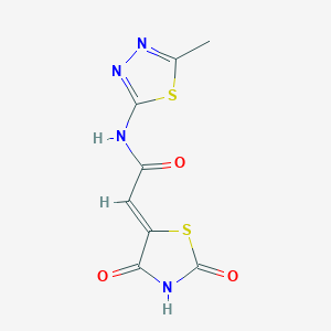 molecular formula C8H6N4O3S2 B2636605 (Z)-2-(2,4-dioxothiazolidin-5-ylidene)-N-(5-methyl-1,3,4-thiadiazol-2-yl)acetamide CAS No. 853744-89-5