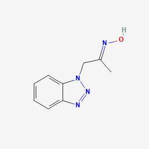 molecular formula C9H10N4O B2636607 (E)-N-[1-(1H-1,2,3-Benzotriazol-1-yl)propan-2-ylidene]hydroxylamine CAS No. 916752-27-7