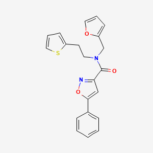 molecular formula C21H18N2O3S B2636611 N-(呋喃-2-基甲基)-5-苯基-N-(2-(噻吩-2-基)乙基)异噁唑-3-甲酰胺 CAS No. 1396748-98-3