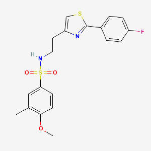 molecular formula C19H19FN2O3S2 B2636614 N-{2-[2-(4-fluorophenyl)-1,3-thiazol-4-yl]ethyl}-4-methoxy-3-methylbenzene-1-sulfonamide CAS No. 896608-19-8