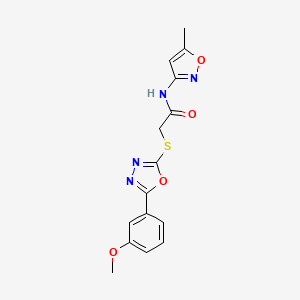molecular formula C15H14N4O4S B2636615 2-((5-(3-methoxyphenyl)-1,3,4-oxadiazol-2-yl)thio)-N-(5-methylisoxazol-3-yl)acetamide CAS No. 850936-97-9