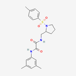 molecular formula C22H27N3O4S B2636616 N1-(3,5-dimethylphenyl)-N2-((1-tosylpyrrolidin-2-yl)methyl)oxalamide CAS No. 896272-01-8