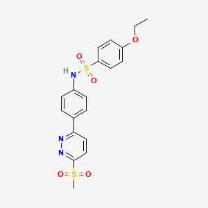 molecular formula C19H19N3O5S2 B2636625 4-ethoxy-N-(4-(6-(methylsulfonyl)pyridazin-3-yl)phenyl)benzenesulfonamide CAS No. 921837-48-1