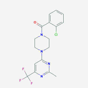molecular formula C17H16ClF3N4O B2636628 (2-Chlorophenyl){4-[2-methyl-6-(trifluoromethyl)-4-pyrimidinyl]piperazino}methanone CAS No. 1775545-43-1
