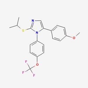 molecular formula C20H19F3N2O2S B2636631 2-(isopropylthio)-5-(4-methoxyphenyl)-1-(4-(trifluoromethoxy)phenyl)-1H-imidazole CAS No. 1226441-38-8