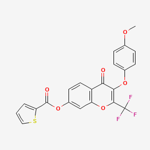 3-(4-methoxyphenoxy)-4-oxo-2-(trifluoromethyl)-4H-chromen-7-yl thiophene-2-carboxylate
