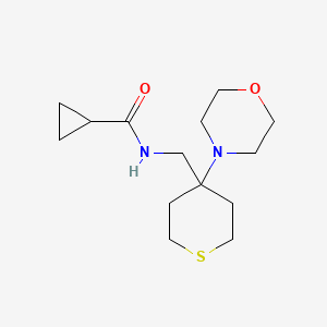 molecular formula C14H24N2O2S B2636646 N-{[4-(morpholin-4-yl)thian-4-yl]methyl}cyclopropanecarboxamide CAS No. 2380097-68-5