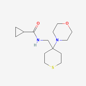 molecular formula C14H24N2O2S B2636646 N-[(4-Morpholin-4-ylthian-4-yl)methyl]cyclopropanecarboxamide CAS No. 2380097-68-5