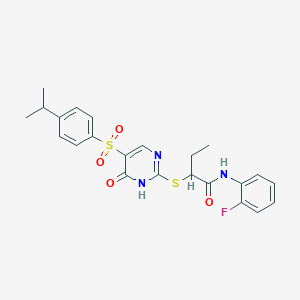 N-(2-fluorophenyl)-2-((5-((4-isopropylphenyl)sulfonyl)-6-oxo-1,6-dihydropyrimidin-2-yl)thio)butanamide