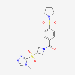 molecular formula C17H21N5O5S2 B2636666 (3-((4-methyl-4H-1,2,4-triazol-3-yl)sulfonyl)azetidin-1-yl)(4-(pyrrolidin-1-ylsulfonyl)phenyl)methanone CAS No. 2034488-48-5