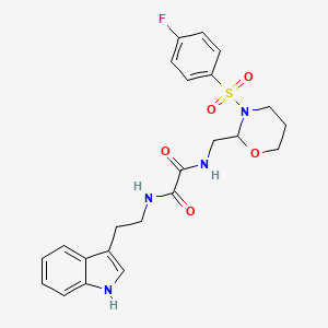 N1-(2-(1H-indol-3-yl)ethyl)-N2-((3-((4-fluorophenyl)sulfonyl)-1,3-oxazinan-2-yl)methyl)oxalamide