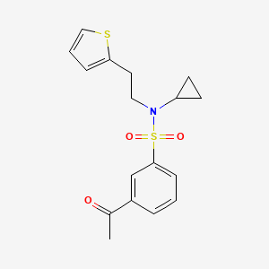 molecular formula C17H19NO3S2 B2636670 3-乙酰基-N-环丙基-N-(2-(噻吩-2-基)乙基)苯磺酰胺 CAS No. 1797400-62-4