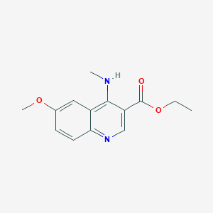 molecular formula C14H16N2O3 B2636672 乙酸6-甲氧基-4-(甲基氨基)喹啉-3-羧酸乙酯 CAS No. 1215735-95-7