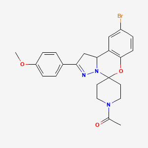 molecular formula C23H24BrN3O3 B2636687 1-(9-Bromo-2-(4-methoxyphenyl)-1,10b-dihydrospiro[benzo[e]pyrazolo[1,5-c][1,3]oxazine-5,4'-piperidin]-1'-yl)ethanone CAS No. 879449-93-1