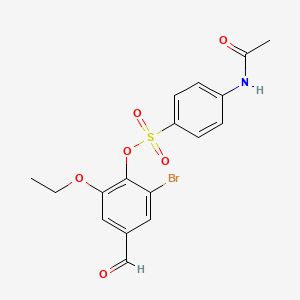 molecular formula C17H16BrNO6S B2636688 2-Bromo-6-ethoxy-4-formylphenyl 4-(acetylamino)benzenesulfonate CAS No. 432021-39-1