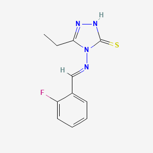 molecular formula C11H11FN4S B2636692 (E)-5-ethyl-4-((2-fluorobenzylidene)amino)-4H-1,2,4-triazole-3-thiol CAS No. 466645-69-2