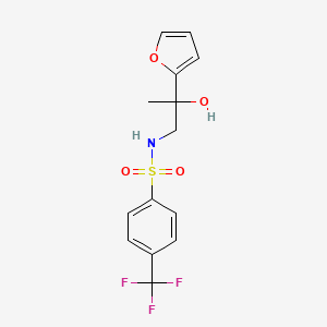 molecular formula C14H14F3NO4S B2636696 N-[2-(呋喃-2-基)-2-羟基丙基]-4-(三氟甲基)苯基-1-磺酰胺 CAS No. 1396883-34-3