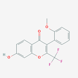 molecular formula C17H11F3O4 B2636718 7-hydroxy-3-(2-methoxyphenyl)-2-(trifluoromethyl)-4H-chromen-4-one CAS No. 303119-53-1