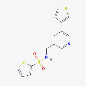 molecular formula C14H12N2O2S3 B2636735 N-((5-(thiophen-3-yl)pyridin-3-yl)methyl)thiophene-2-sulfonamide CAS No. 1788679-83-3
