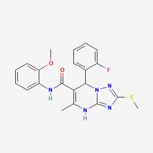 molecular formula C21H20FN5O2S B2636746 7-(2-FLUOROPHENYL)-N-(2-METHOXYPHENYL)-5-METHYL-2-(METHYLSULFANYL)-4H,7H-[1,2,4]TRIAZOLO[1,5-A]PYRIMIDINE-6-CARBOXAMIDE CAS No. 901242-80-6