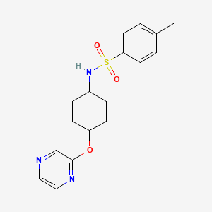 molecular formula C17H21N3O3S B2636750 4-methyl-N-((1r,4r)-4-(pyrazin-2-yloxy)cyclohexyl)benzenesulfonamide CAS No. 2034580-13-5