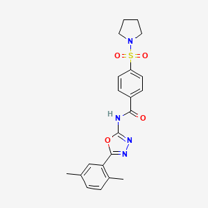 molecular formula C21H22N4O4S B2636754 N-(5-(2,5-二甲基苯基)-1,3,4-噁二唑-2-基)-4-(吡咯啉-1-基磺酰基)苯甲酰胺 CAS No. 891118-26-6