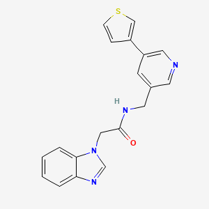 molecular formula C19H16N4OS B2636755 2-(1H-benzo[d]imidazol-1-yl)-N-((5-(thiophen-3-yl)pyridin-3-yl)methyl)acetamide CAS No. 1787879-22-4
