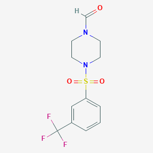 molecular formula C12H13F3N2O3S B2636760 4-[3-(trifluoromethyl)benzenesulfonyl]piperazine-1-carbaldehyde CAS No. 866152-66-1