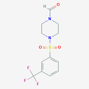 molecular formula C12H13F3N2O3S B2636760 4-{[3-(trifluoromethyl)phenyl]sulfonyl}tetrahydro-1(2H)-pyrazinecarbaldehyde CAS No. 866152-66-1