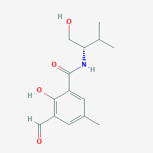 molecular formula C14H19NO4 B2636764 3-Formyl-2-hydroxy-N-[(2S)-1-hydroxy-3-methylbutan-2-yl]-5-methylbenzamide CAS No. 2223105-84-6