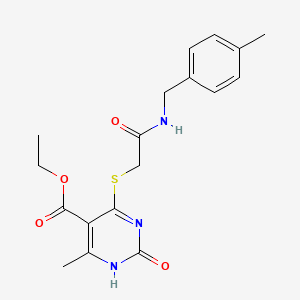 molecular formula C18H21N3O4S B2636767 乙酸乙酯 6-甲基-4-[2-[(4-甲基苯基)甲基氨基]-2-氧代乙基]硫醚基-2-氧代-1H-嘧啶-5-羧酸酯 CAS No. 900002-71-3