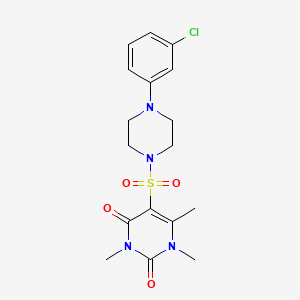 molecular formula C17H21ClN4O4S B2636768 5-[4-(3-Chlorophenyl)piperazin-1-yl]sulfonyl-1,3,6-trimethylpyrimidine-2,4-dione CAS No. 893343-26-5