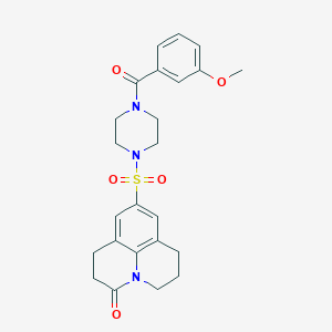 molecular formula C24H27N3O5S B2636771 7-{[4-(3-methoxybenzoyl)piperazin-1-yl]sulfonyl}-1-azatricyclo[7.3.1.0^{5,13}]trideca-5,7,9(13)-trien-2-one CAS No. 946337-40-2