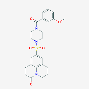 molecular formula C24H27N3O5S B2636771 9-((4-(3-methoxybenzoyl)piperazin-1-yl)sulfonyl)-1,2,6,7-tetrahydropyrido[3,2,1-ij]quinolin-3(5H)-one CAS No. 946337-40-2