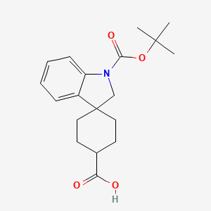 molecular formula C19H25NO4 B2636800 1'-(Tert-butoxycarbonyl)spiro[cyclohexane-1,3'-indoline]-4-carboxylic acid CAS No. 1263178-31-9