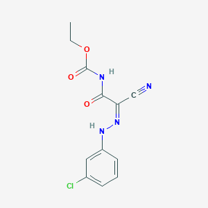 molecular formula C12H11ClN4O3 B2636809 ethyl N-{2-[2-(3-chlorophenyl)hydrazono]-2-cyanoacetyl}carbamate CAS No. 478048-45-2