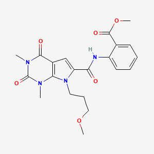 molecular formula C21H24N4O6 B2636817 methyl 2-(7-(3-methoxypropyl)-1,3-dimethyl-2,4-dioxo-2,3,4,7-tetrahydro-1H-pyrrolo[2,3-d]pyrimidine-6-carboxamido)benzoate CAS No. 1021059-39-1