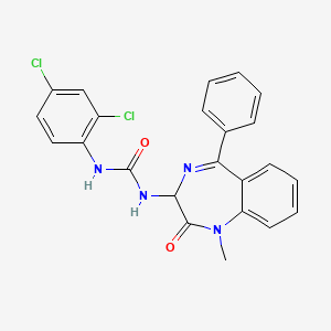 molecular formula C23H18Cl2N4O2 B2636854 1-(2,4-dichlorophenyl)-3-(1-methyl-2-oxo-5-phenyl-2,3-dihydro-1H-1,4-benzodiazepin-3-yl)urea CAS No. 119487-09-1