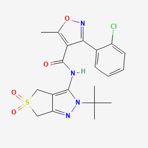 molecular formula C20H21ClN4O4S B2636880 N-(2-(tert-butyl)-5,5-dioxido-4,6-dihydro-2H-thieno[3,4-c]pyrazol-3-yl)-3-(2-chlorophenyl)-5-methylisoxazole-4-carboxamide CAS No. 449784-87-6