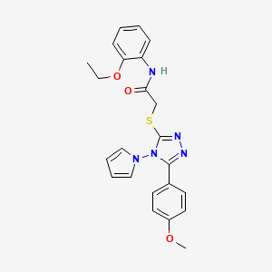 molecular formula C23H23N5O3S B2636911 N-(2-ethoxyphenyl)-2-{[5-(4-methoxyphenyl)-4-(1H-pyrrol-1-yl)-4H-1,2,4-triazol-3-yl]sulfanyl}acetamide CAS No. 903363-48-4