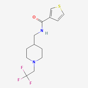 molecular formula C13H17F3N2OS B2636990 N-{[1-(2,2,2-trifluoroethyl)piperidin-4-yl]methyl}thiophene-3-carboxamide CAS No. 2309574-32-9
