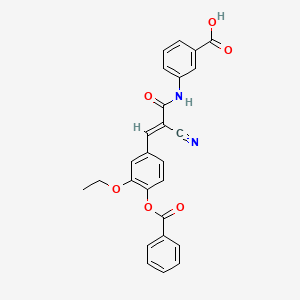 B2637009 3-[[(E)-3-(4-benzoyloxy-3-ethoxyphenyl)-2-cyanoprop-2-enoyl]amino]benzoic acid CAS No. 380475-39-8