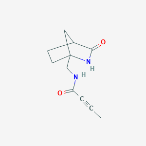 molecular formula C11H14N2O2 B2637030 N-({3-oxo-2-azabicyclo[2.2.1]heptan-1-yl}methyl)but-2-ynamide CAS No. 2411226-64-5