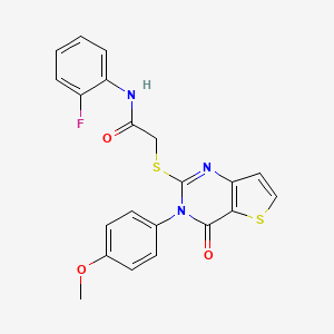 molecular formula C21H16FN3O3S2 B2637040 N-(2-fluorophenyl)-2-((3-(4-methoxyphenyl)-4-oxo-3,4-dihydrothieno[3,2-d]pyrimidin-2-yl)thio)acetamide CAS No. 1795413-34-1