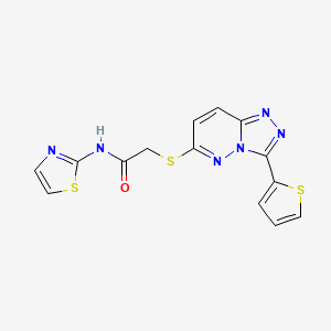 molecular formula C14H10N6OS3 B2637041 N-(1,3-thiazol-2-yl)-2-{[3-(thiophen-2-yl)-[1,2,4]triazolo[4,3-b]pyridazin-6-yl]sulfanyl}acetamide CAS No. 868966-82-9