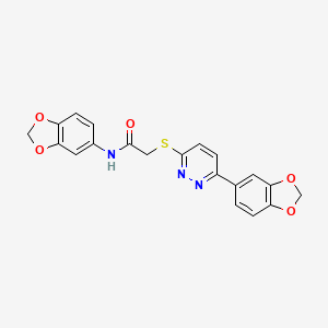 molecular formula C20H15N3O5S B2637050 N-(2H-1,3-benzodioxol-5-yl)-2-{[6-(2H-1,3-benzodioxol-5-yl)pyridazin-3-yl]sulfanyl}acetamide CAS No. 872695-44-8